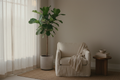 Styled minimal interior corner with sculptural plant representing space styling service