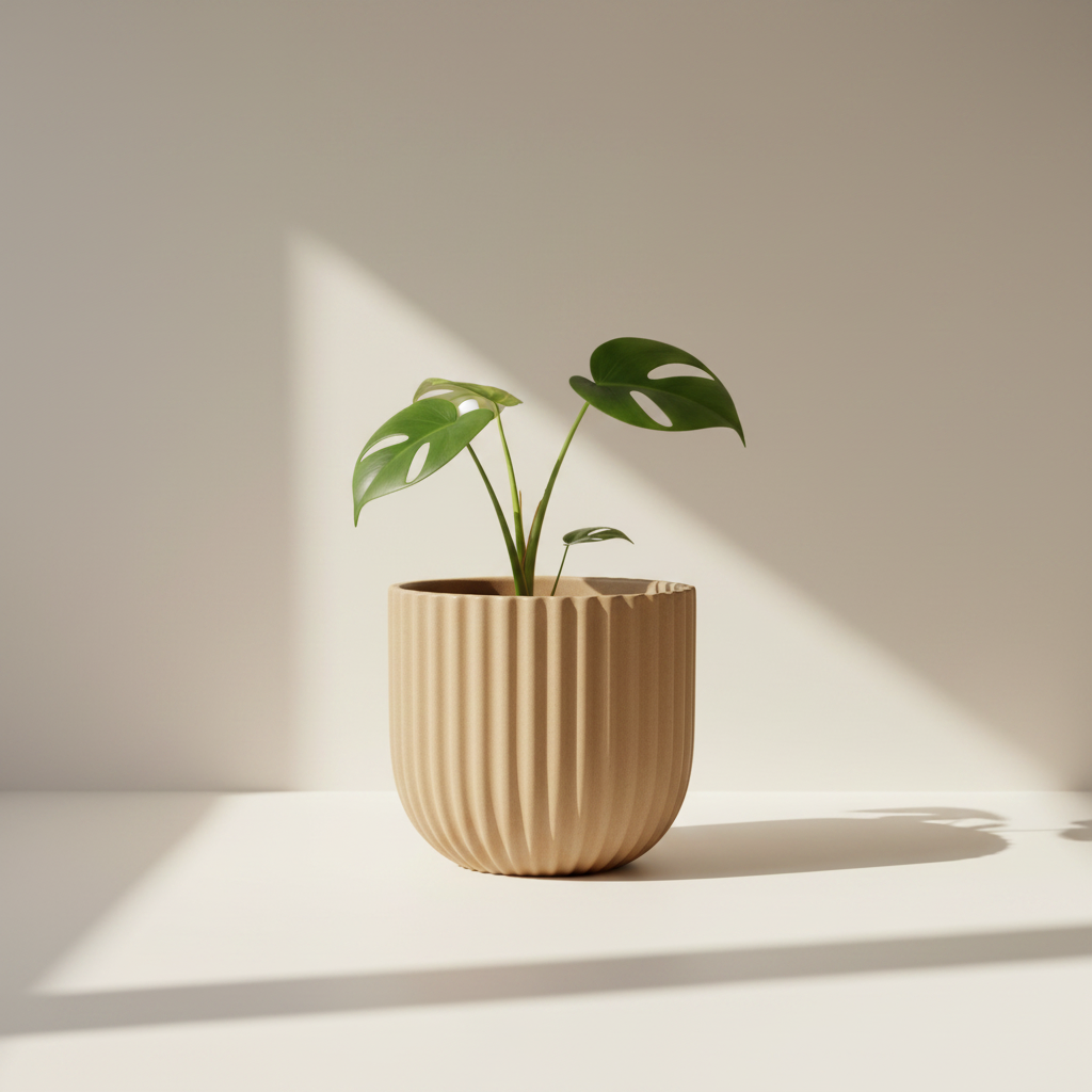Matte Ceramic Pot con planta